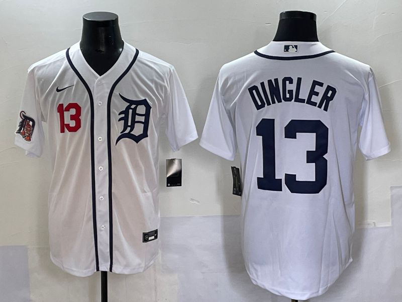 Men 2025 Detroit Tigers 13 Dingler White Game Nike MLB Jersey style 6